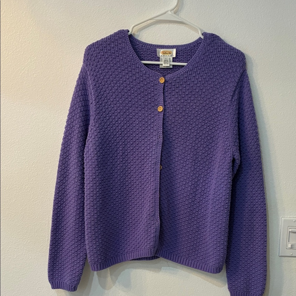 Talbots Purple Textured Cardigan